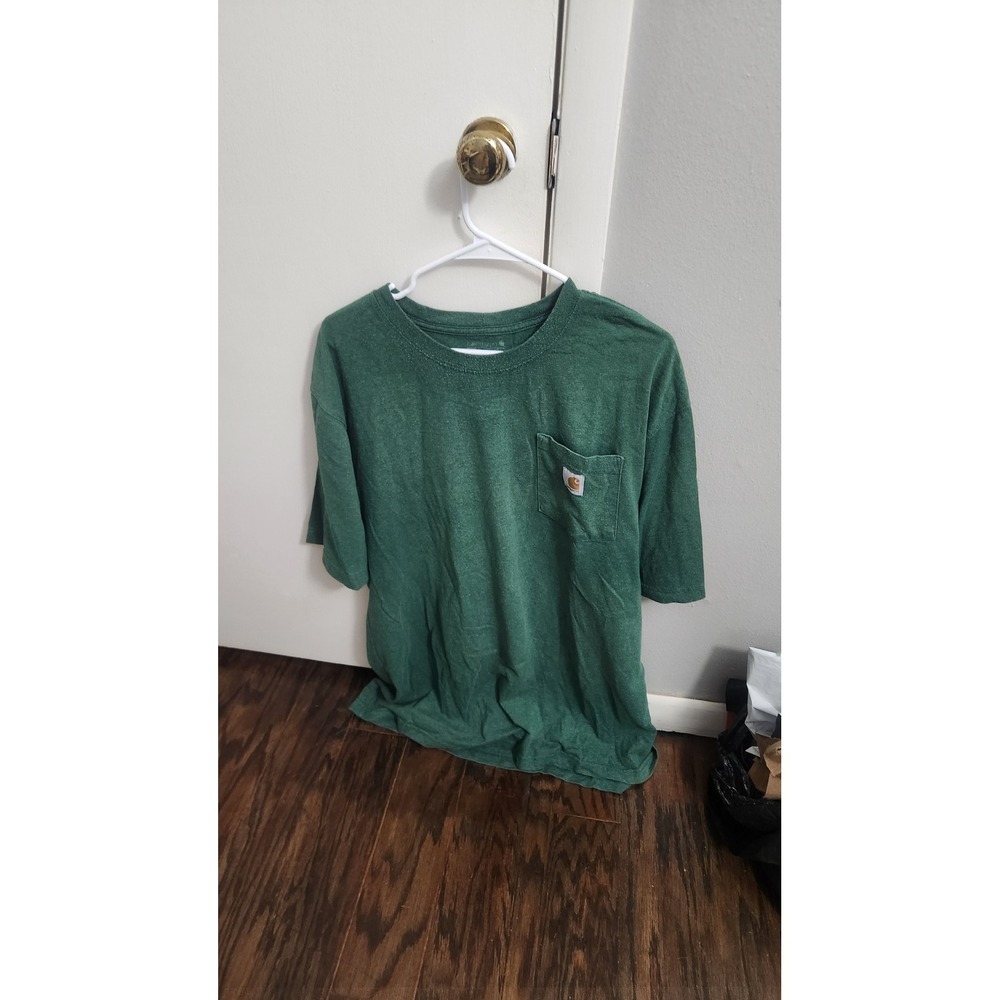 Carhartt Mens K87 Workwear Pocket T-Shirt Heather Green Short Sleeve Crew Neck L